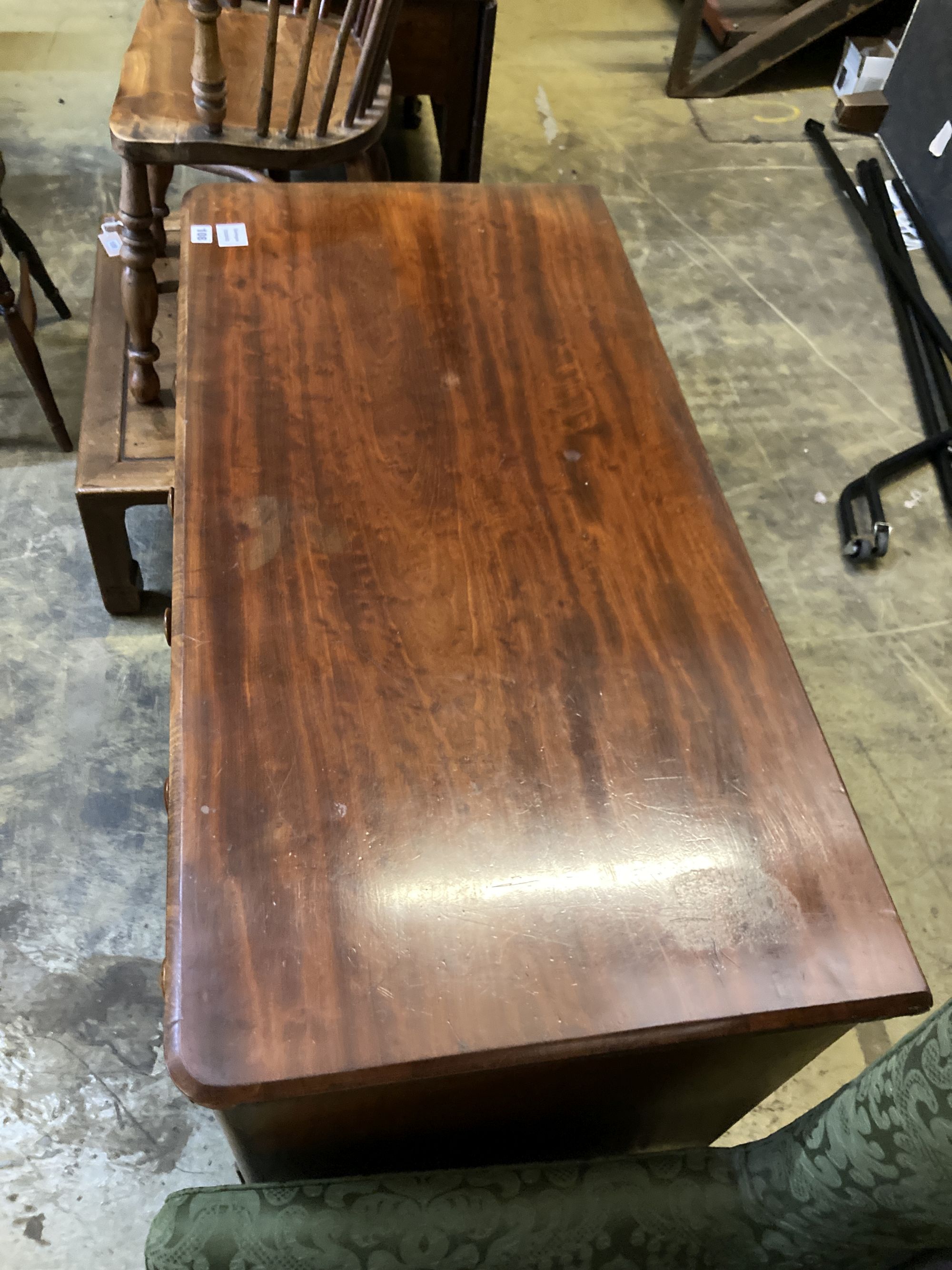 A Victorian mahogany low chest of drawers, width 105cm, depth 52cm, height 82cm